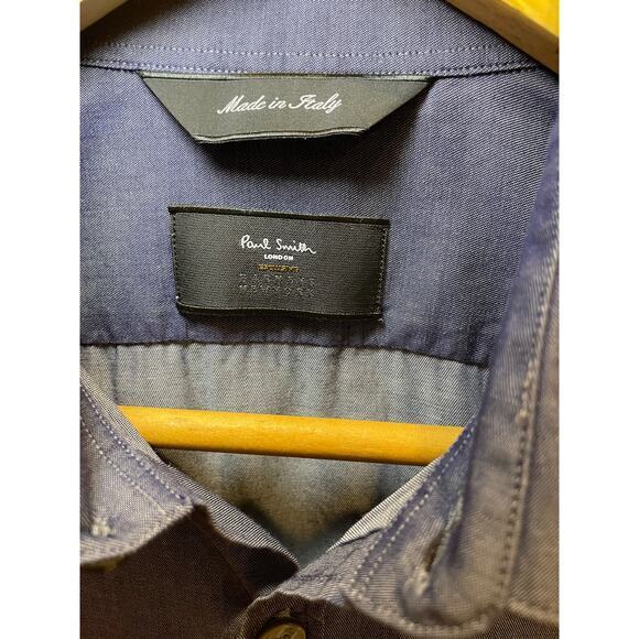 Paul Smith Exclusive Barneys NY Men Medium Indigo Denim 100%ā Cotton Button Up - Picture 10 of 12